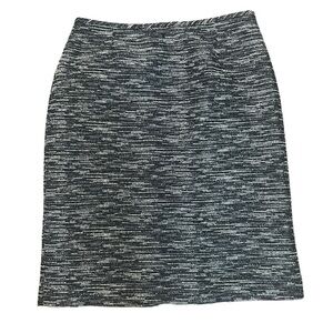 Tahari Arthur S Levine ASL Black and White Tweed Pencil w Back Slit Skirt Size 6